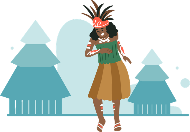 Danse traditionnelle de Papouasie d'Indonésie  Illustration
