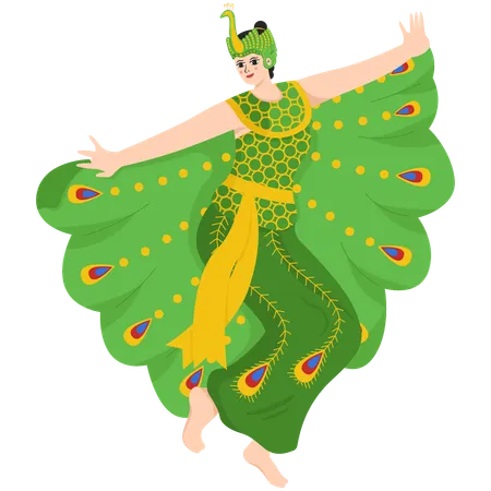 Danse traditionnelle du paon  Illustration