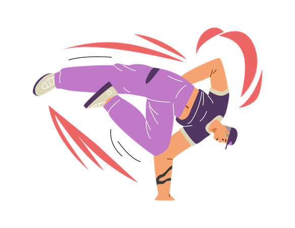 Danseur de breakdance masculin faisant le poirier  Illustration