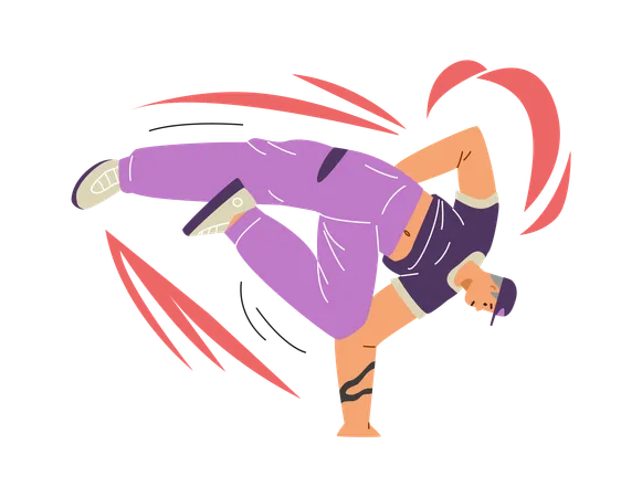 Danseur de breakdance masculin faisant le poirier  Illustration