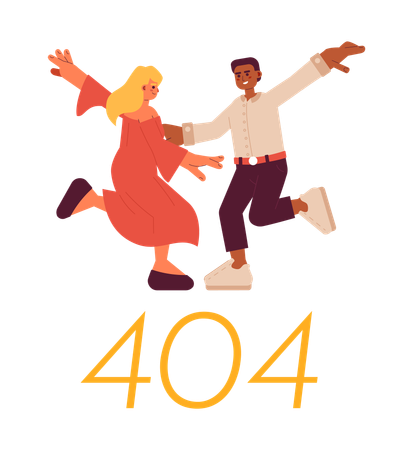 Danseurs dansant avec un message flash d'erreur 404  Illustration