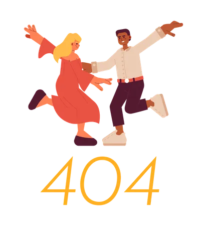 Danseurs dansant avec un message flash d'erreur 404  Illustration