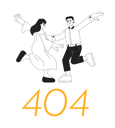 Danseurs dansant avec un message flash d'erreur 404  Illustration