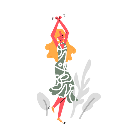 Danseuse dansant dans le parc  Illustration