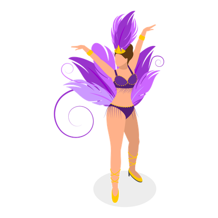 Danseuse de samba brésilienne dansant au carnaval  Illustration