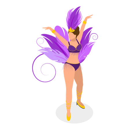 Danseuse de samba brésilienne dansant au carnaval  Illustration