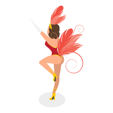 Danseuse de samba brésilienne dansant au carnaval  Illustration