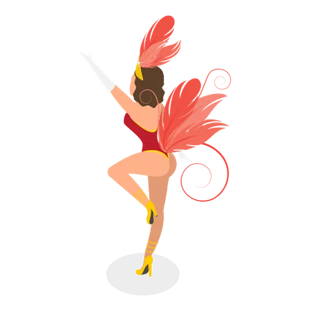 Danseuse de samba brésilienne dansant au carnaval  Illustration