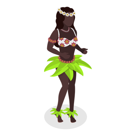 Danseuse hawaïenne faisant de la danse traditionnelle  Illustration