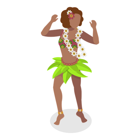 Danseuse hawaïenne faisant de la danse traditionnelle  Illustration