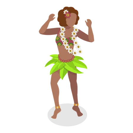 Danseuse hawaïenne faisant de la danse traditionnelle  Illustration