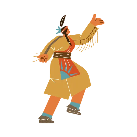 Chamán indio nativo americano bailando  Ilustración
