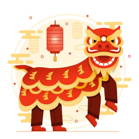 Danza del dragón chino  Ilustración