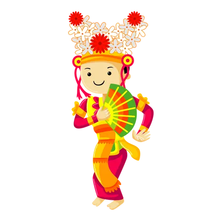 Danza legong de Bali  Ilustración