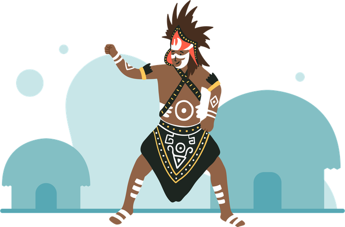 Danza tradicional de papua de indonesia  Ilustración