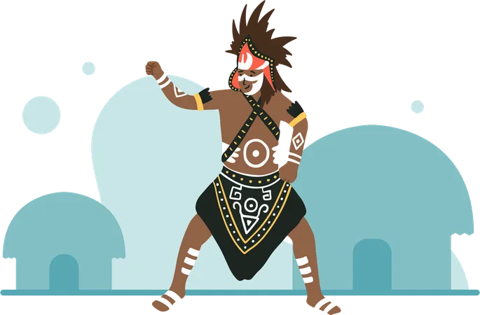 Danza tradicional de papua de indonesia  Ilustración