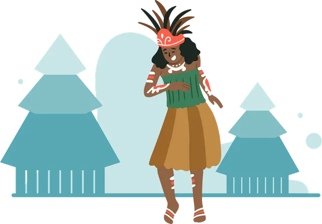 Danza tradicional de papua de indonesia  Ilustración