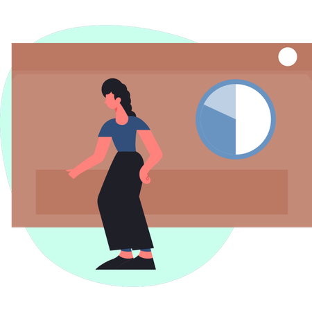 Das Mädchen arbeitet an einem Kreisdiagramm  Illustration