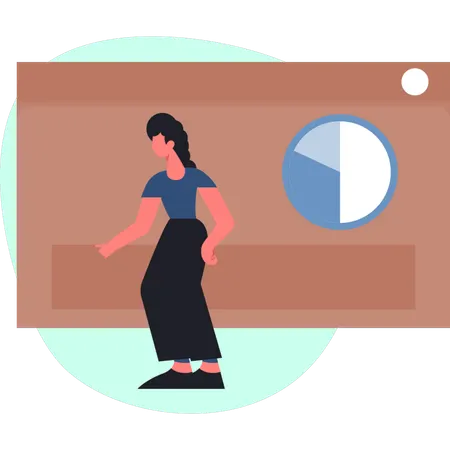 Das Mädchen arbeitet an einem Kreisdiagramm  Illustration