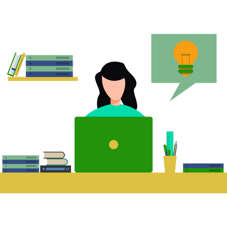 Das Mädchen arbeitet an einer Geschäftsidee  Illustration