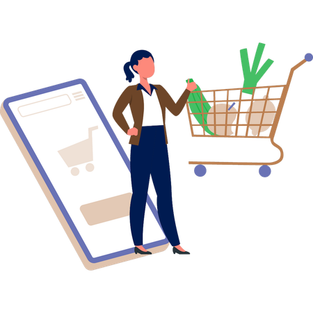 Das Mädchen präsentiert Online-Shopping  Illustration