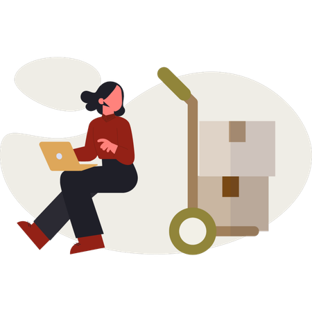 Das Mädchen sucht einen Einkaufswagen  Illustration