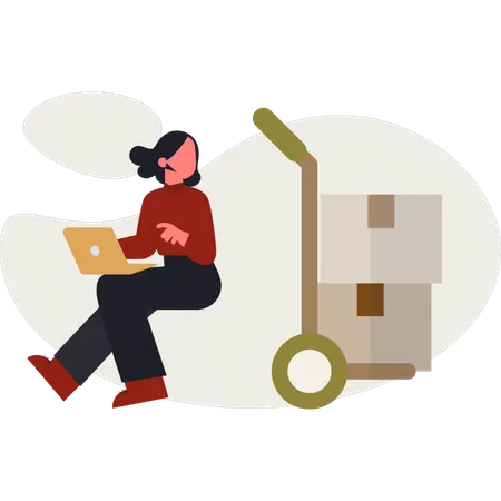 Das Mädchen sucht einen Einkaufswagen  Illustration