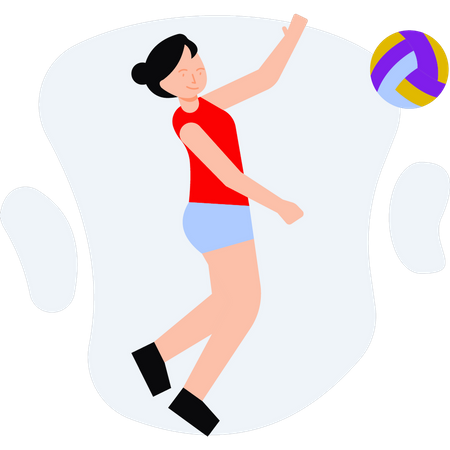 Das Mädchen spielt Volleyball  Illustration