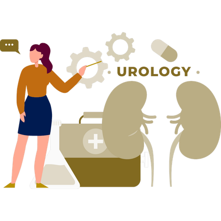 Das Mädchen spricht über medizinische Urologie  Illustration