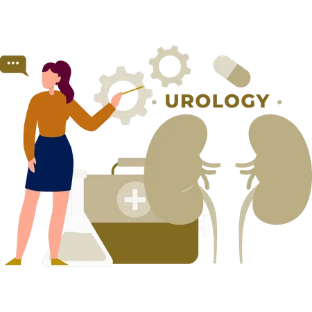 Das Mädchen spricht über medizinische Urologie  Illustration