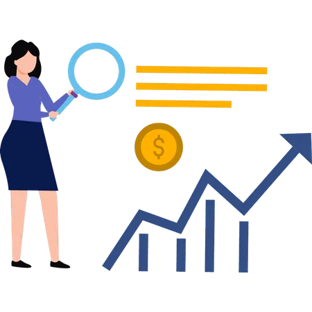 Das Mädchen sucht auf dem Dollar-Diagramm  Illustration