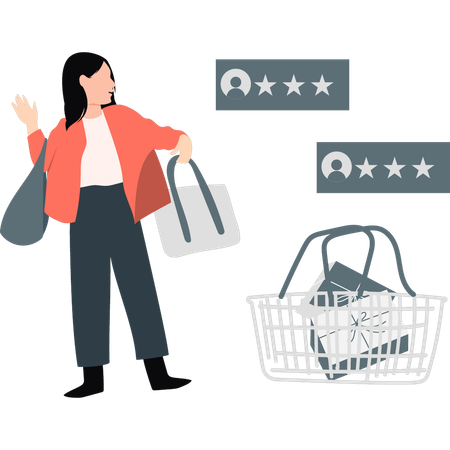 Das Mädchen sucht Feedback oder Shopping  Illustration