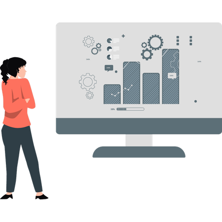 Das Mädchen sucht Geschäftsstrategie  Illustration