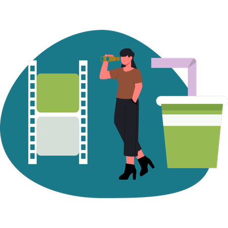 Das Mädchen sucht Getränk  Illustration