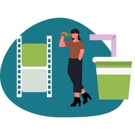 Das Mädchen sucht Getränk  Illustration