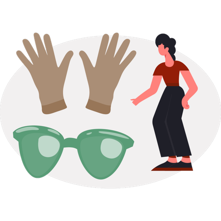 Das Mädchen zeigt Sonnenbrille  Illustration