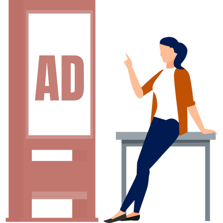 Das Mädchen zeigt Billboard Marketing  Illustration