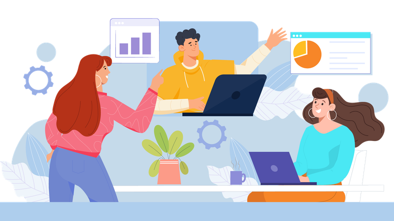 Das Team plant gemeinsam Geschäftsstrategien  Illustration