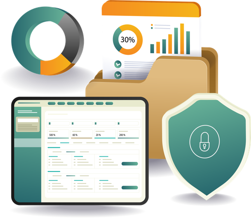 コンピュータ技術における電子メールセキュリティパフォーマンスを分析するためのダッシュボード  イラスト