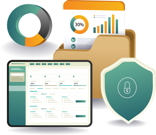 Dashboard for Analyzing Email Security Performance in Computer Technology  Illustration