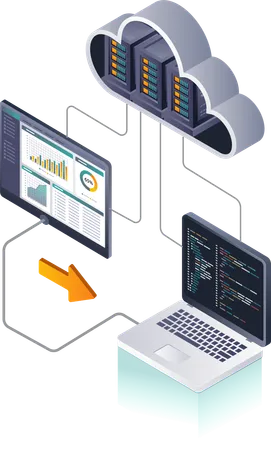 Dashboard for professional data analysis of cloud server databases  Illustration