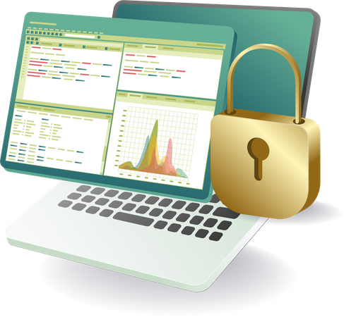 Dashboard zur Analyse von Computersicherheitsdaten  Illustration