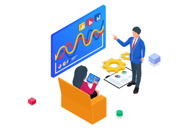Business People Doing Business Report Consulting Isometric Business Startup Illustration Illustration