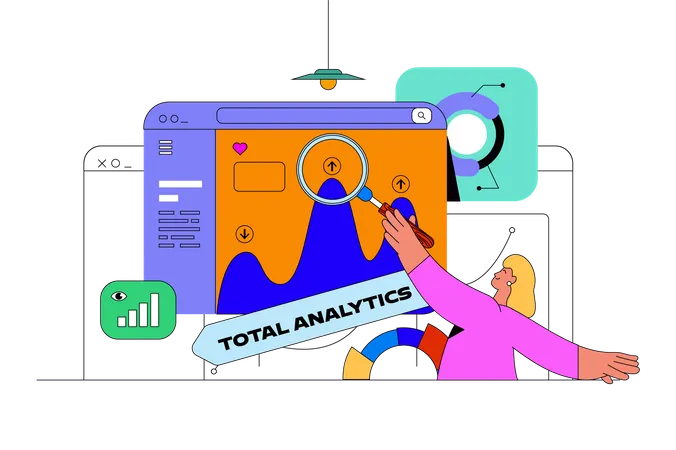Data Analysis Web Concept With Character Scene Analyst Working With Graphs And Charts Researching Statistics For Report People Situation In Flat Design Vector Illustration For Marketing Material Illustration