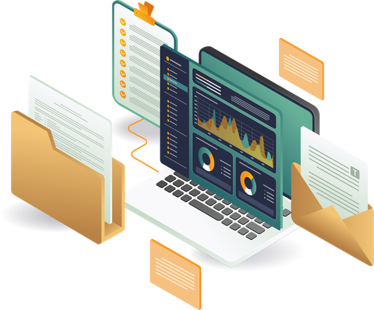 Data analysis and file folder  Illustration