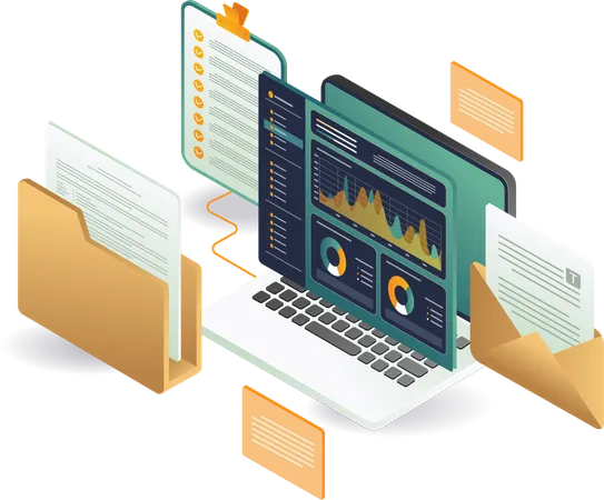 Data analysis and file folder  Illustration