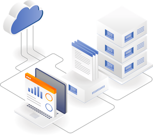 Data analysis cloud server center Illustration