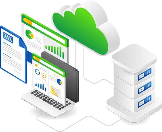 Data analysis cloud server hosting  Illustration