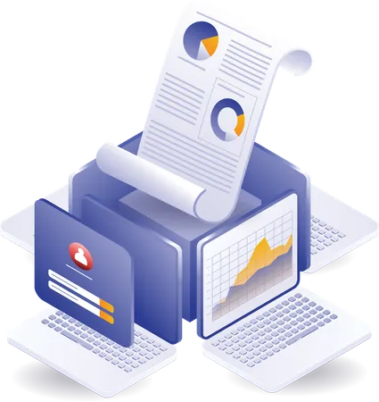 Data analysis computer business startup  Illustration