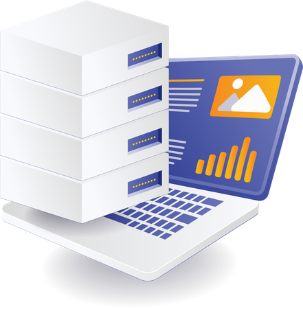 Data analysis database server hosting  Illustration